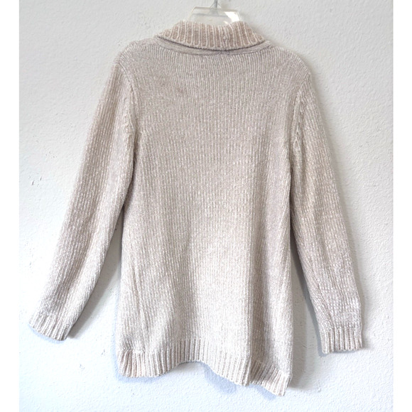 Kian D Chenille Cardigan Sweater Women’s Small Open Front Cable Knit Beige - Picture 2 of 6